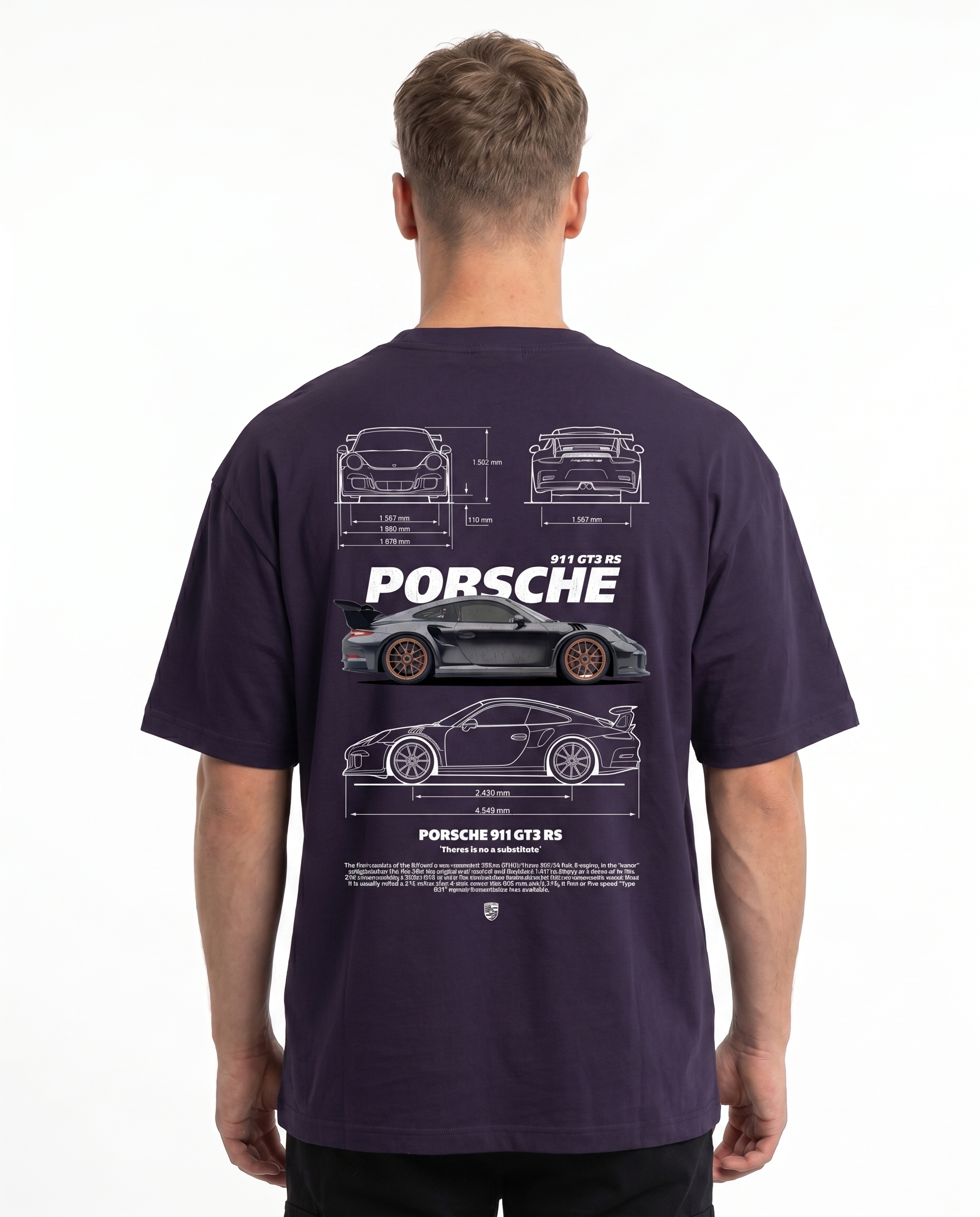 Porsche 911 GT3 RS Oversized Tee Purple Night - model back print
