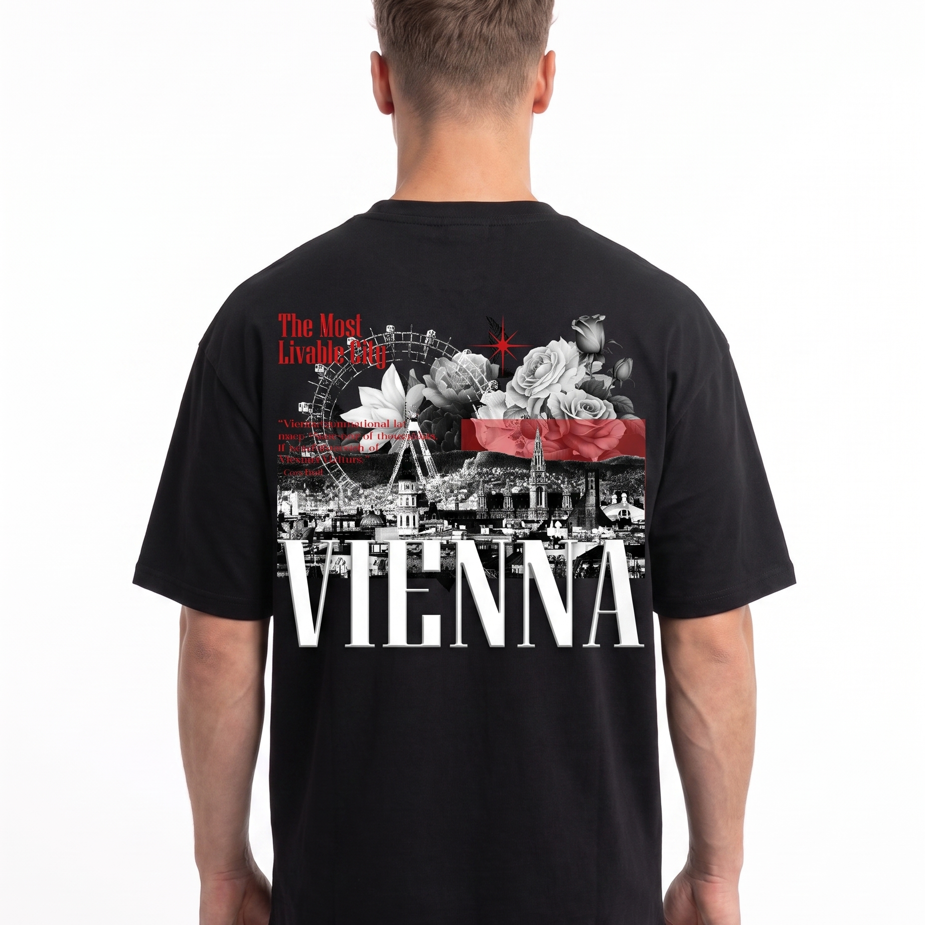 Vienna OVS Tee Black - model back print