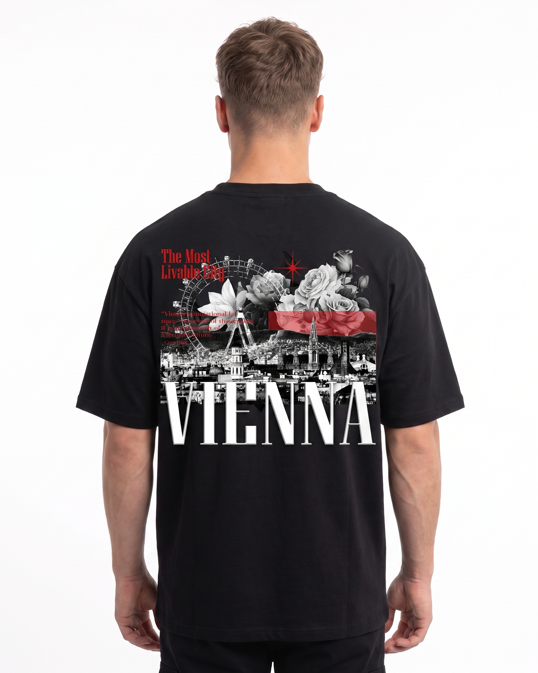 Vienna OVS Tee Black - model back print