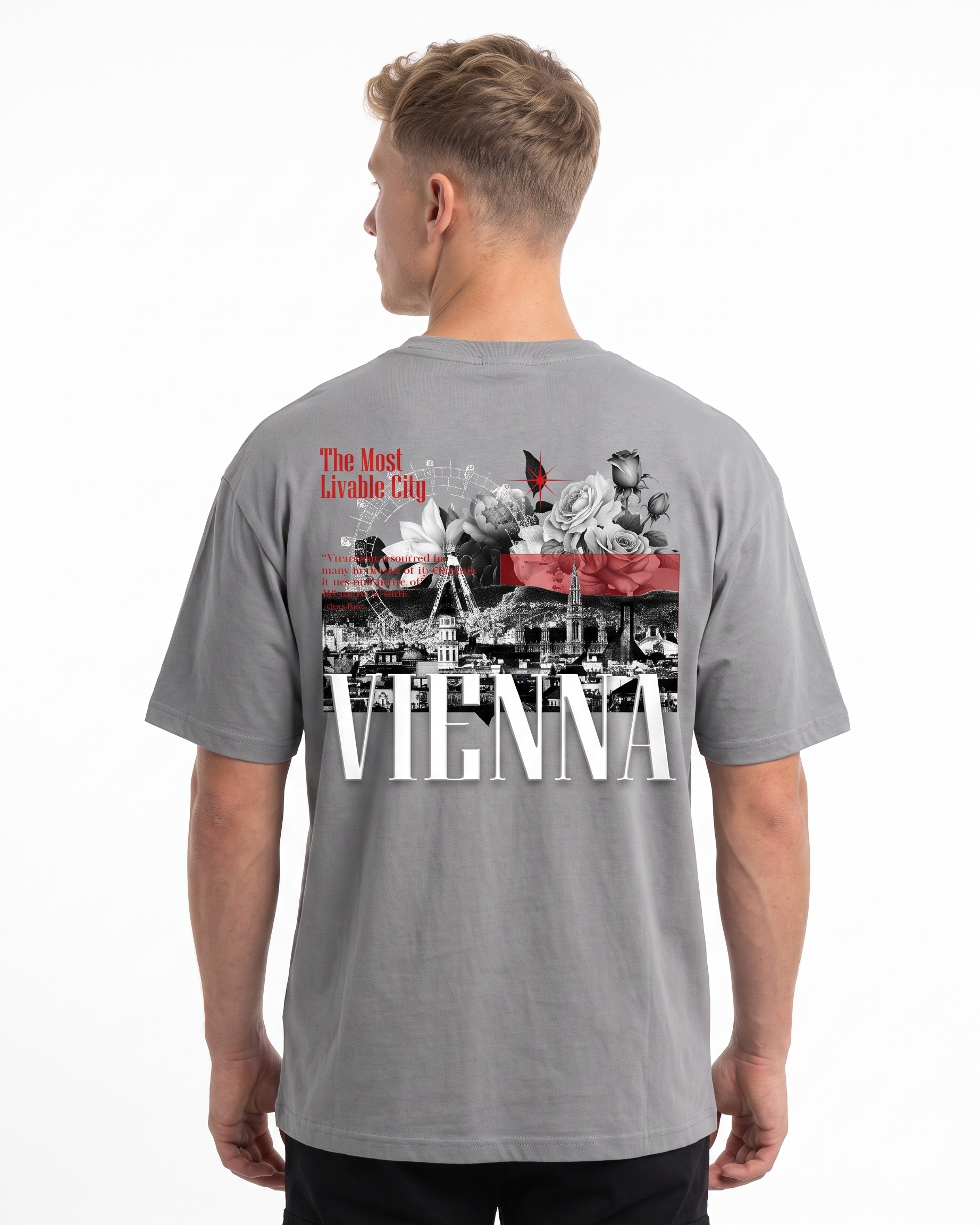 Vienna OVS Tee Grey - model back print