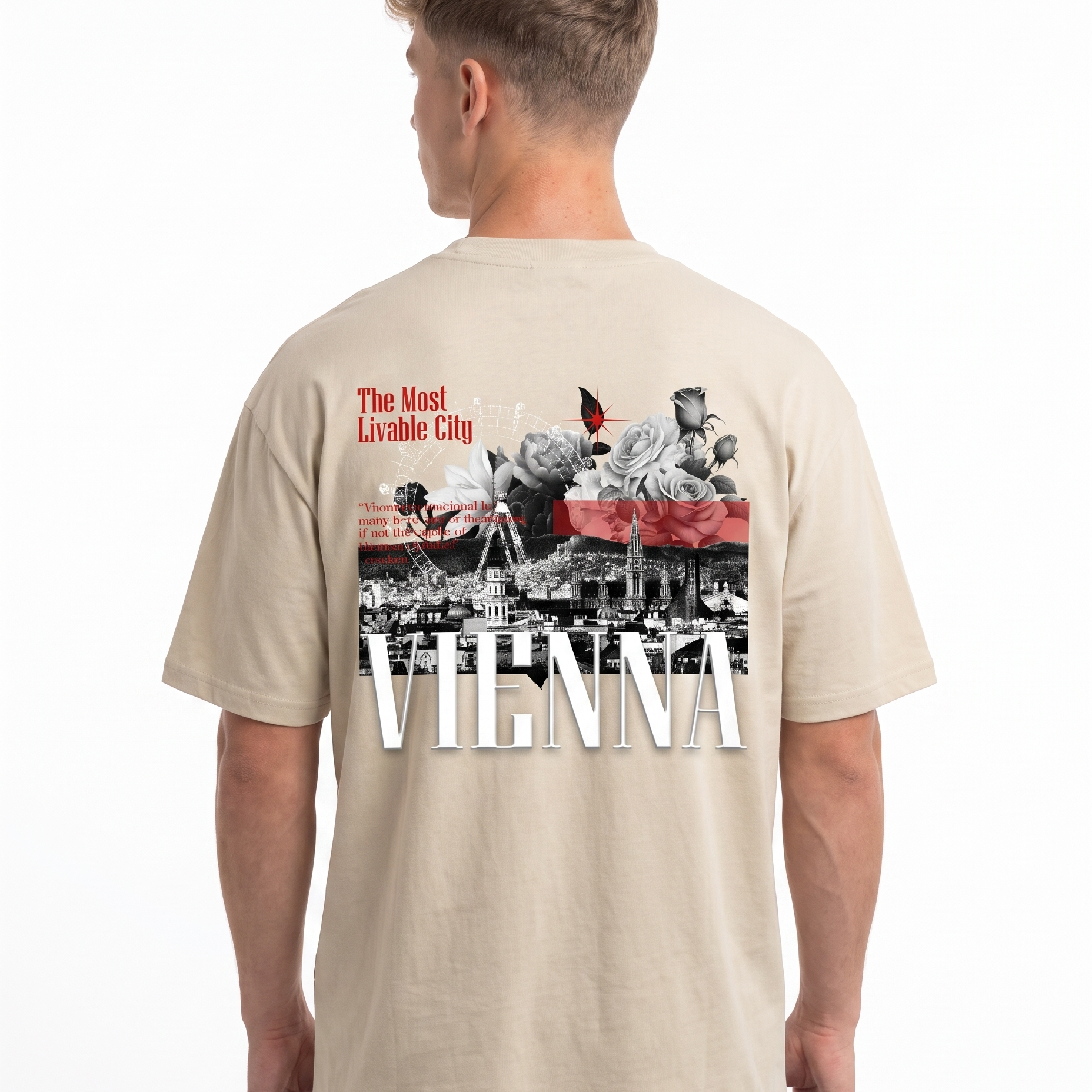 Vienna OVS Tee Sand - model back print