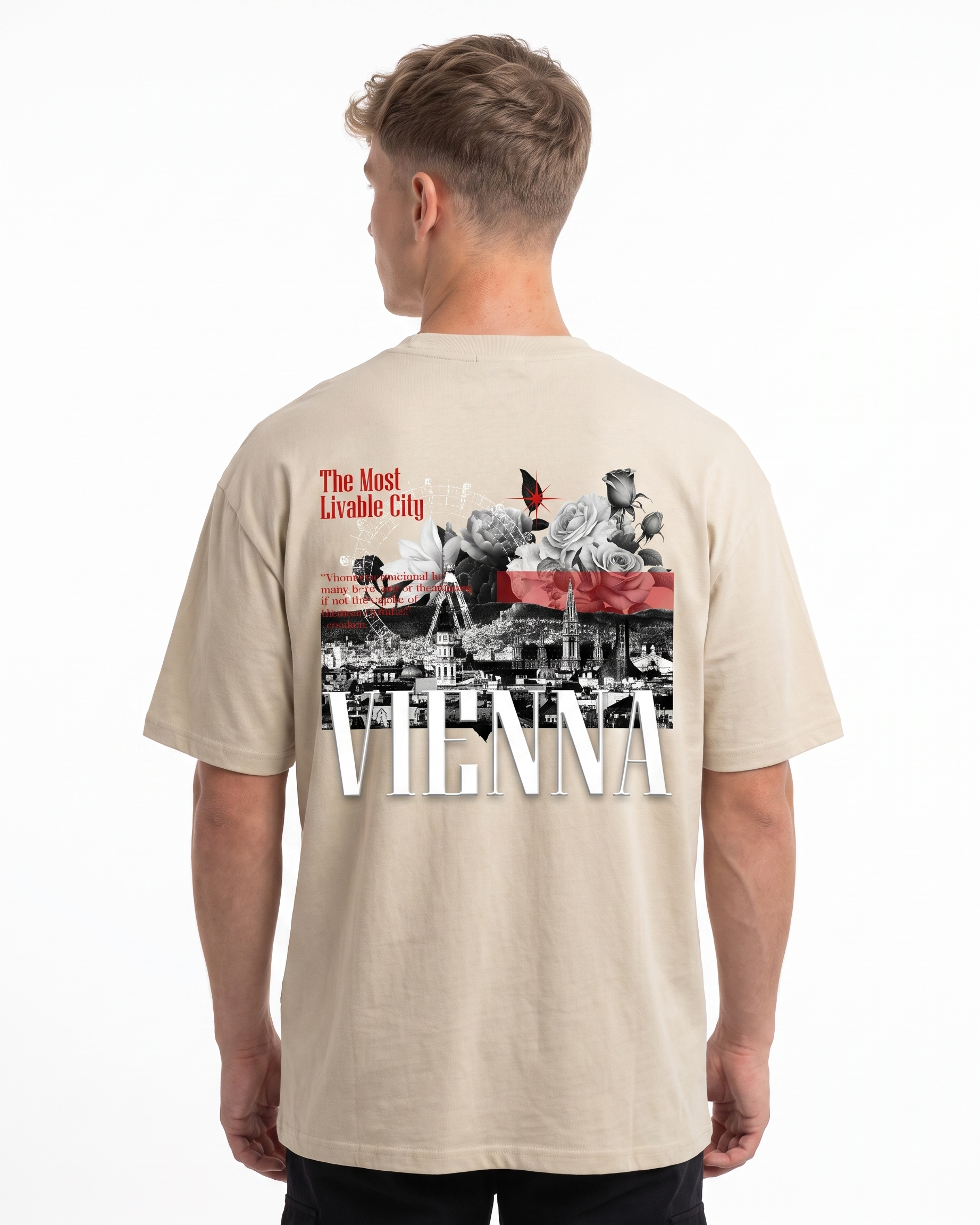 Vienna OVS Tee Sand - model back print