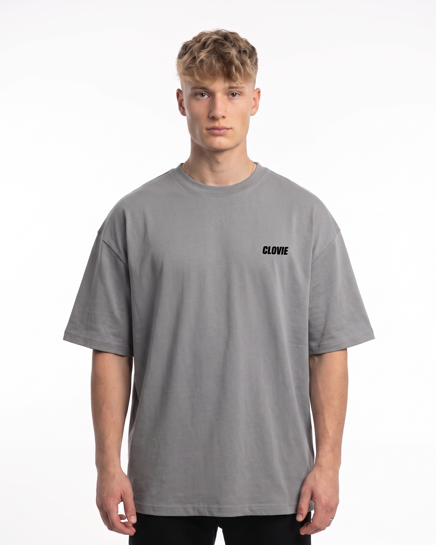 Need money for porsche Oversized Tee Grey - model front