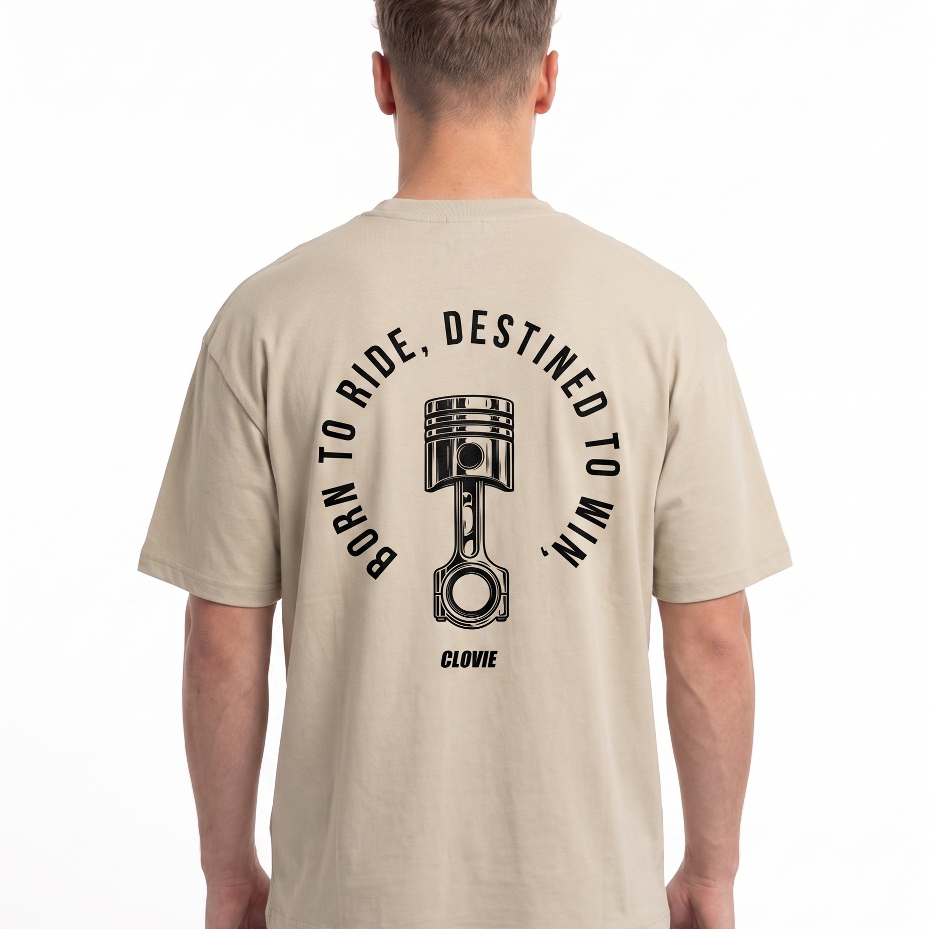 Born to ride Oversized Tee Sand - model back print