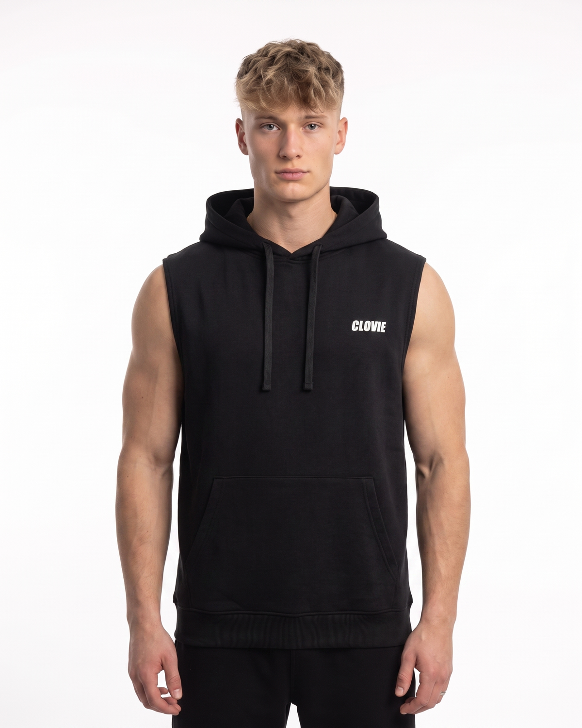 Make your dreams come true Sleeveless Hoodie Black - model front
