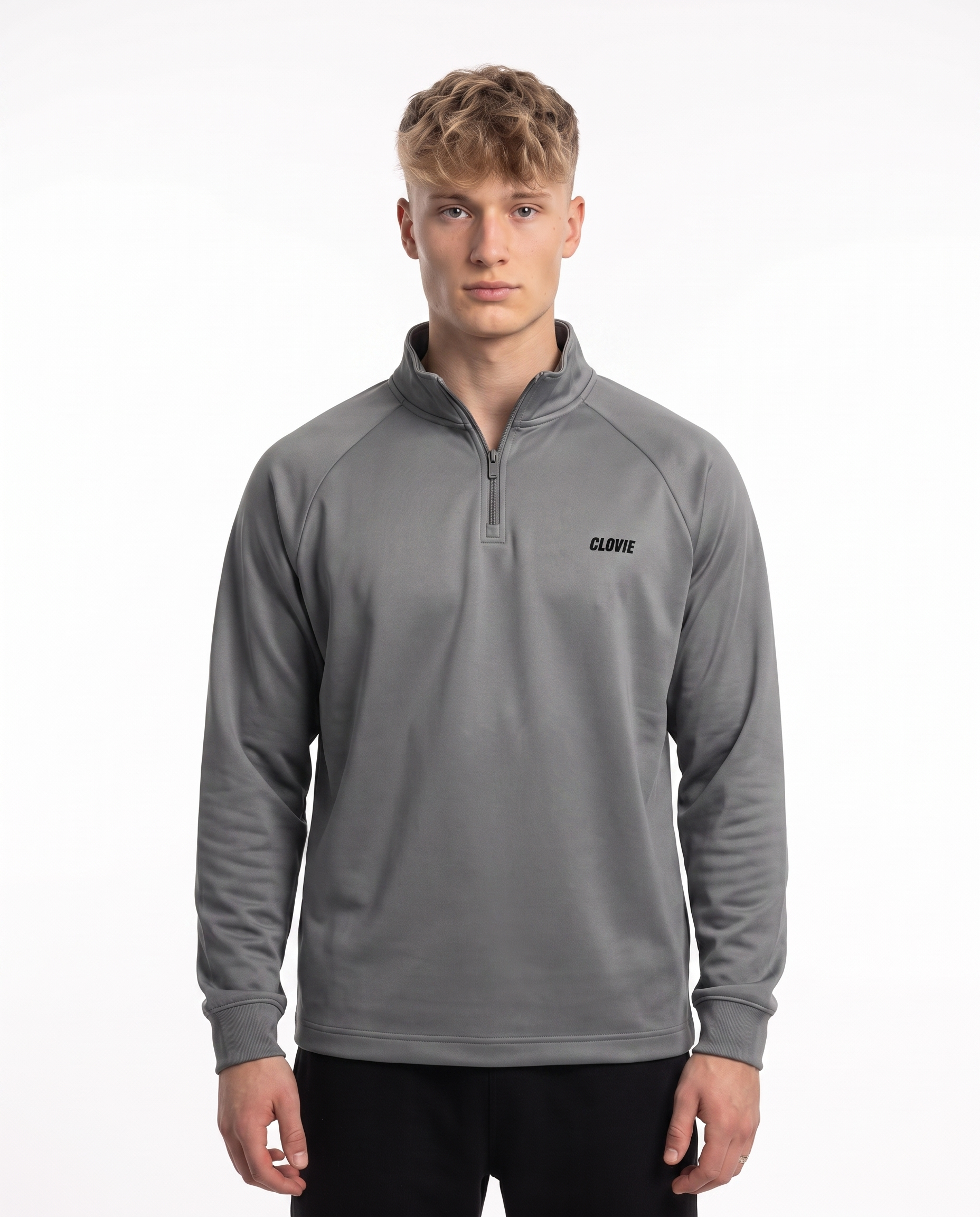 Half-Zip Longsleeve Grey - model front v3