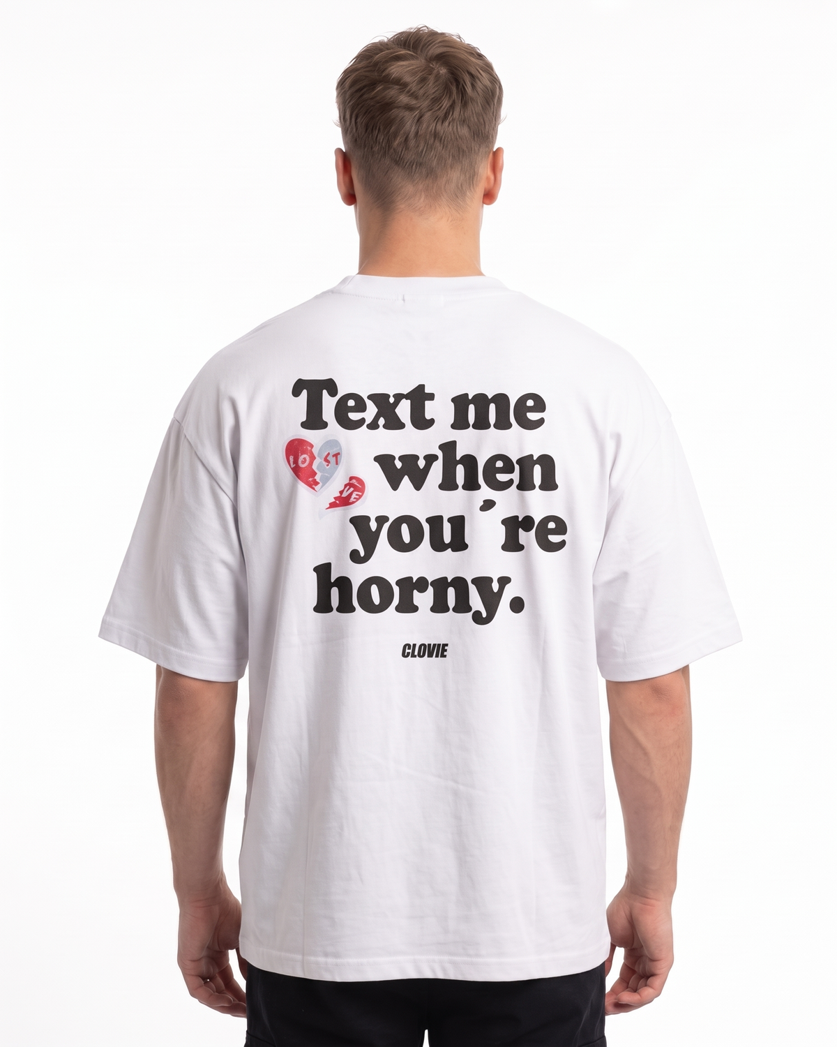 Text me OVS Tee White - model back print (edit-ref from Natural Raw)