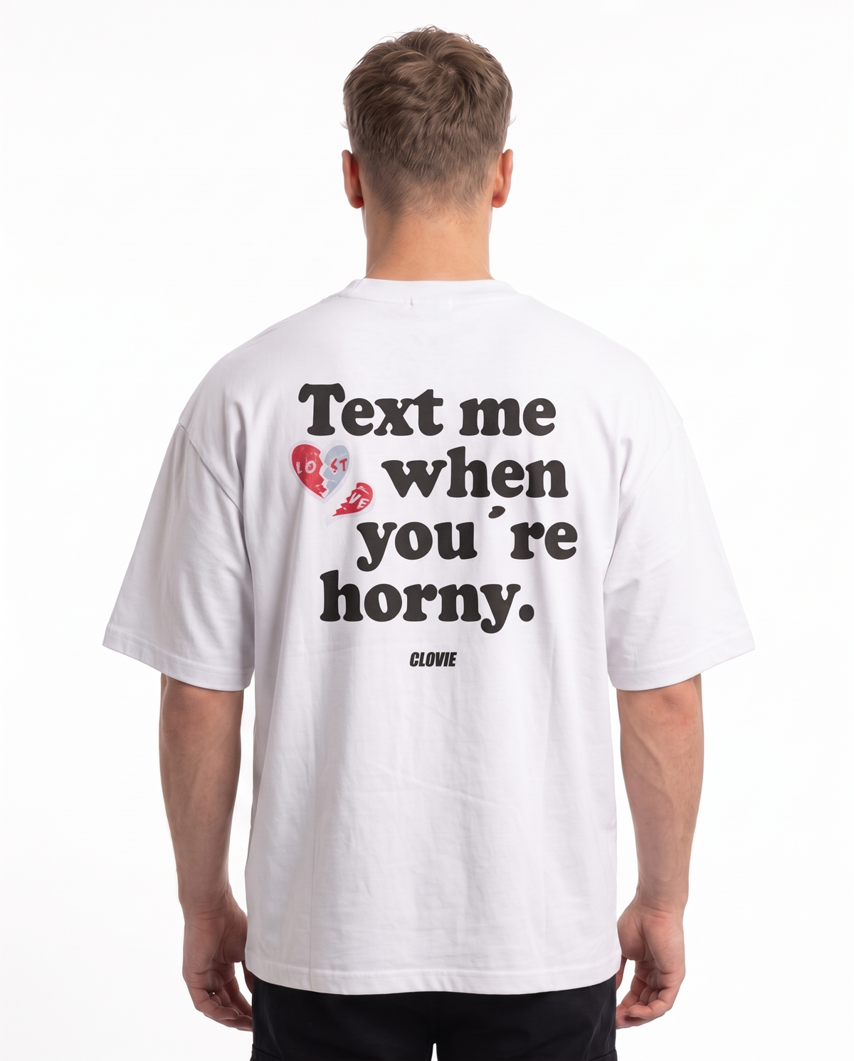 Text me OVS Tee White - model back print (edit-ref from Natural Raw)