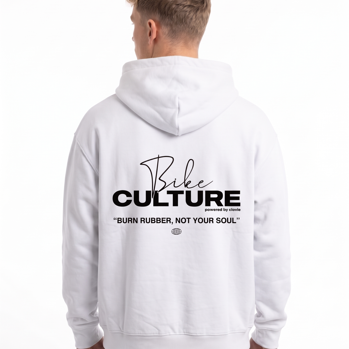 Bike culture OVS Zip White - model back print