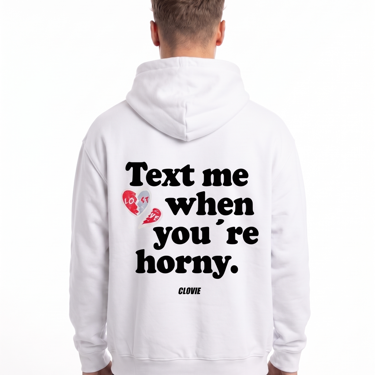 Text me OVS Zip White - model back print