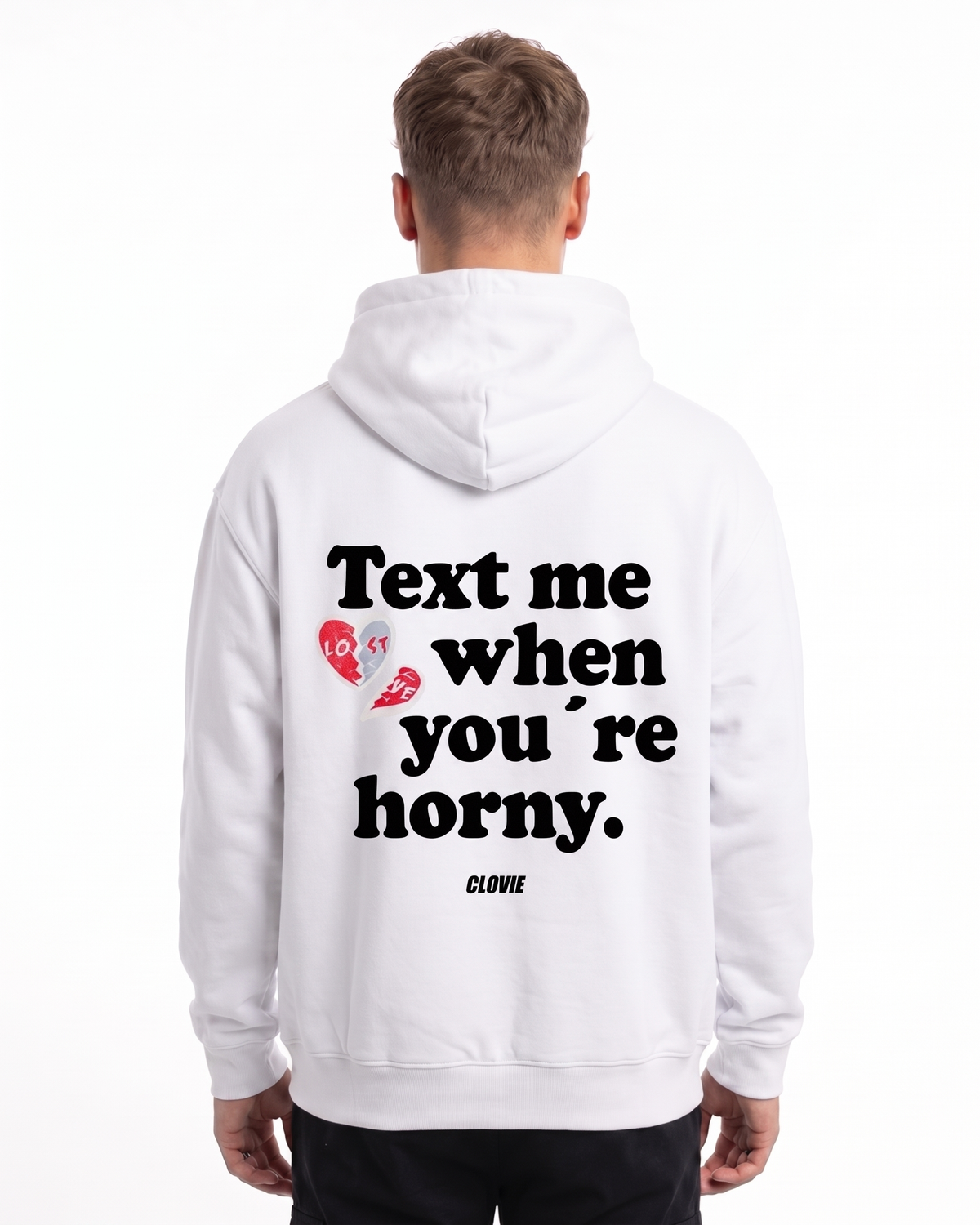 Text me OVS Zip White - model back print