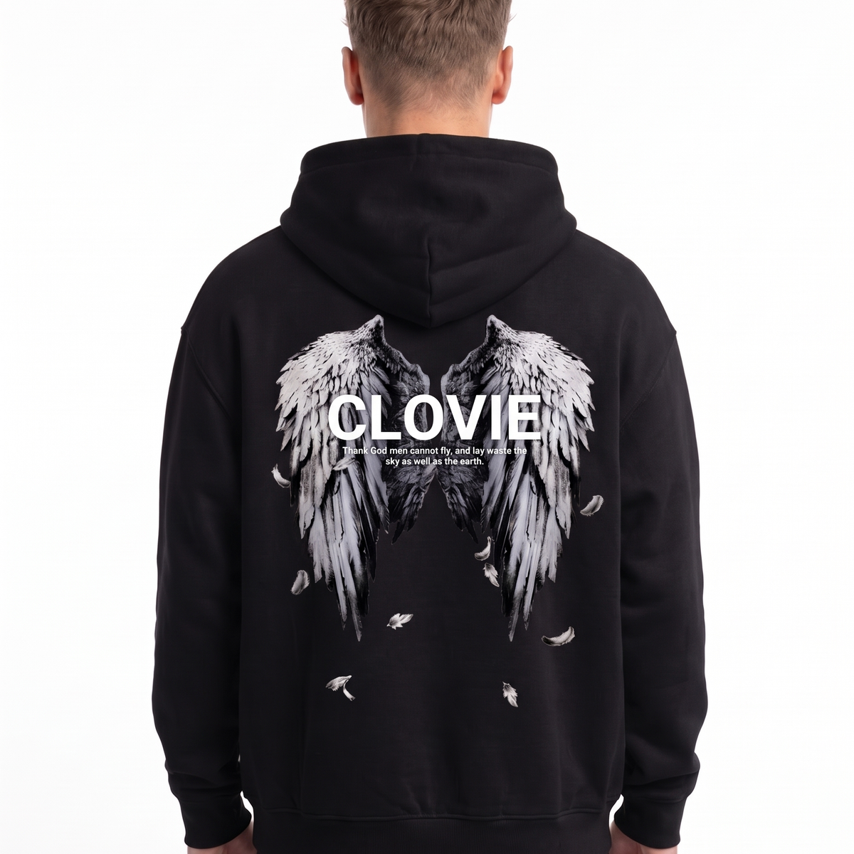Angel wings OVS Zip Black - model back print