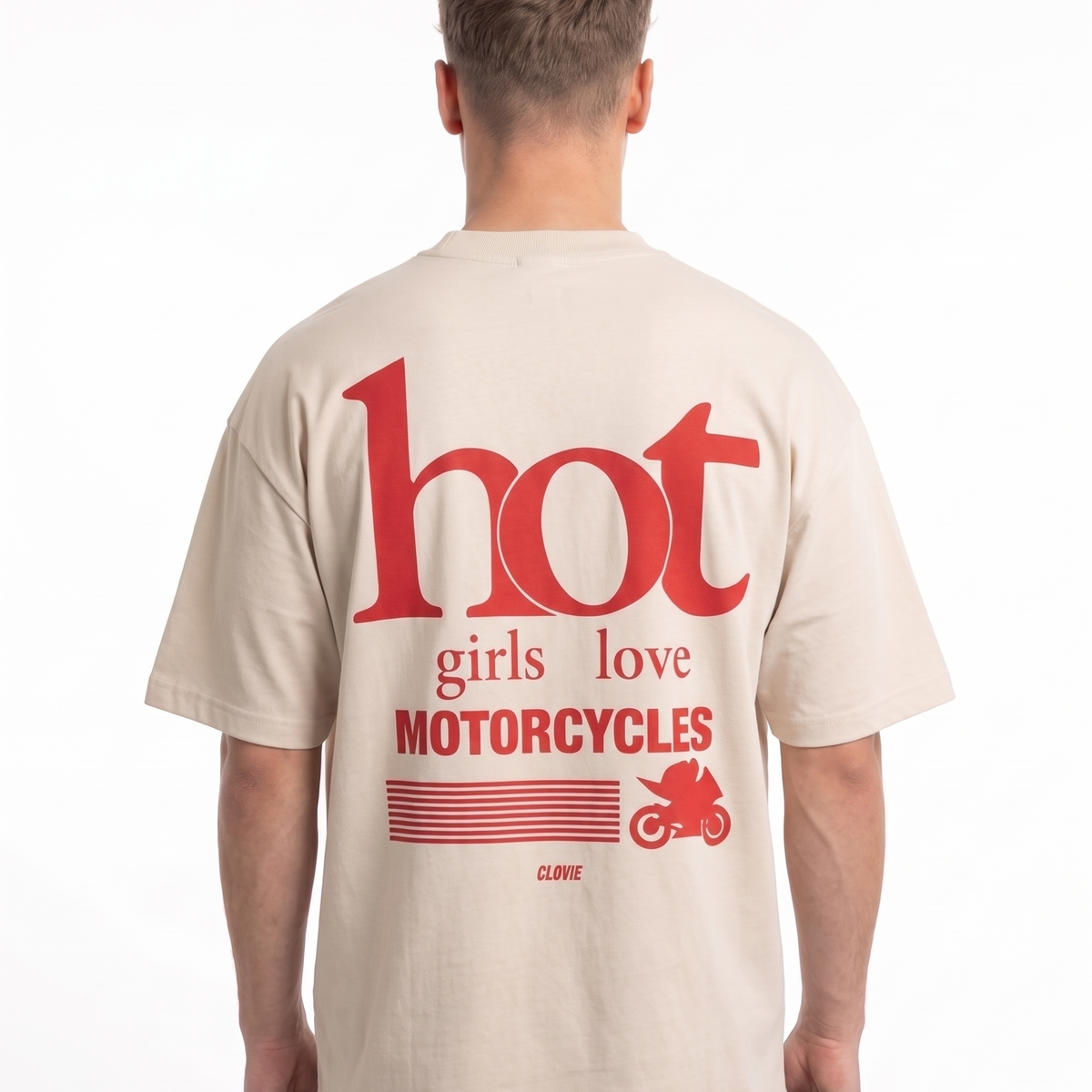 Hot girls love motorcycles OVS Tee Sand - model back print