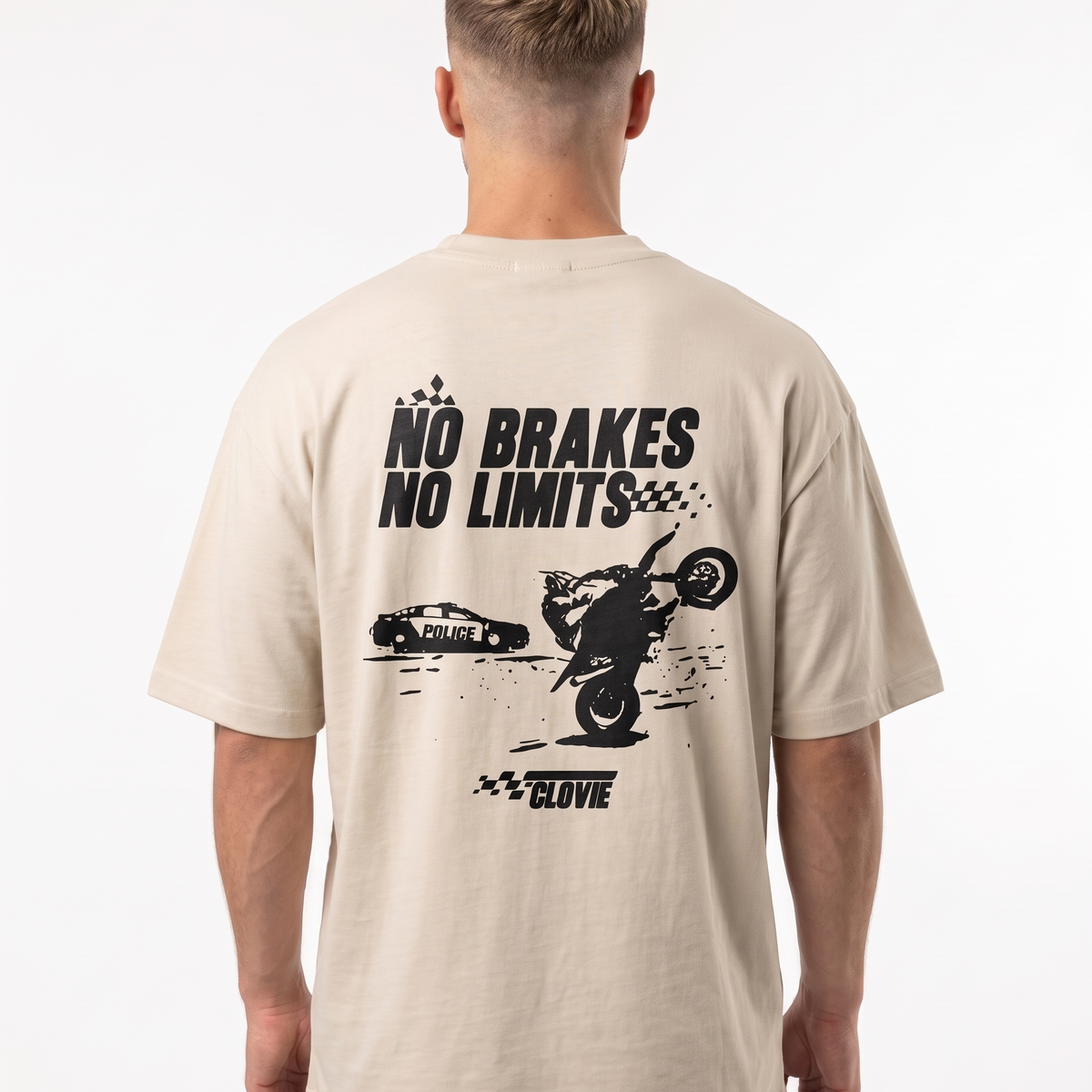 No brakes no limits OVS Tee Sand - model back print