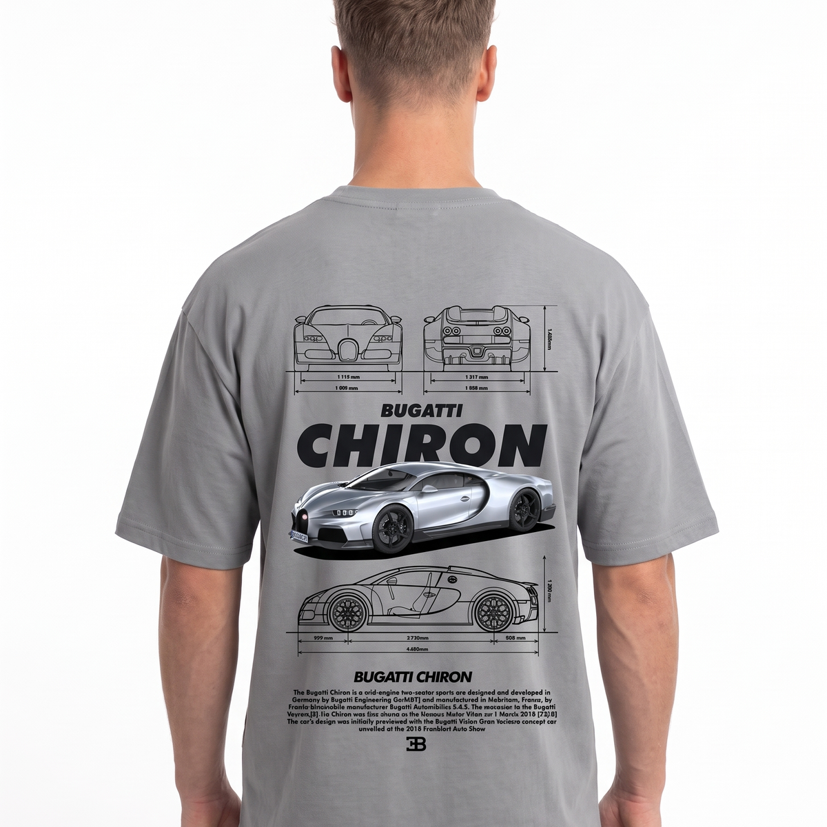 BUGATTI Chiron OVS Tee Grey - model back print