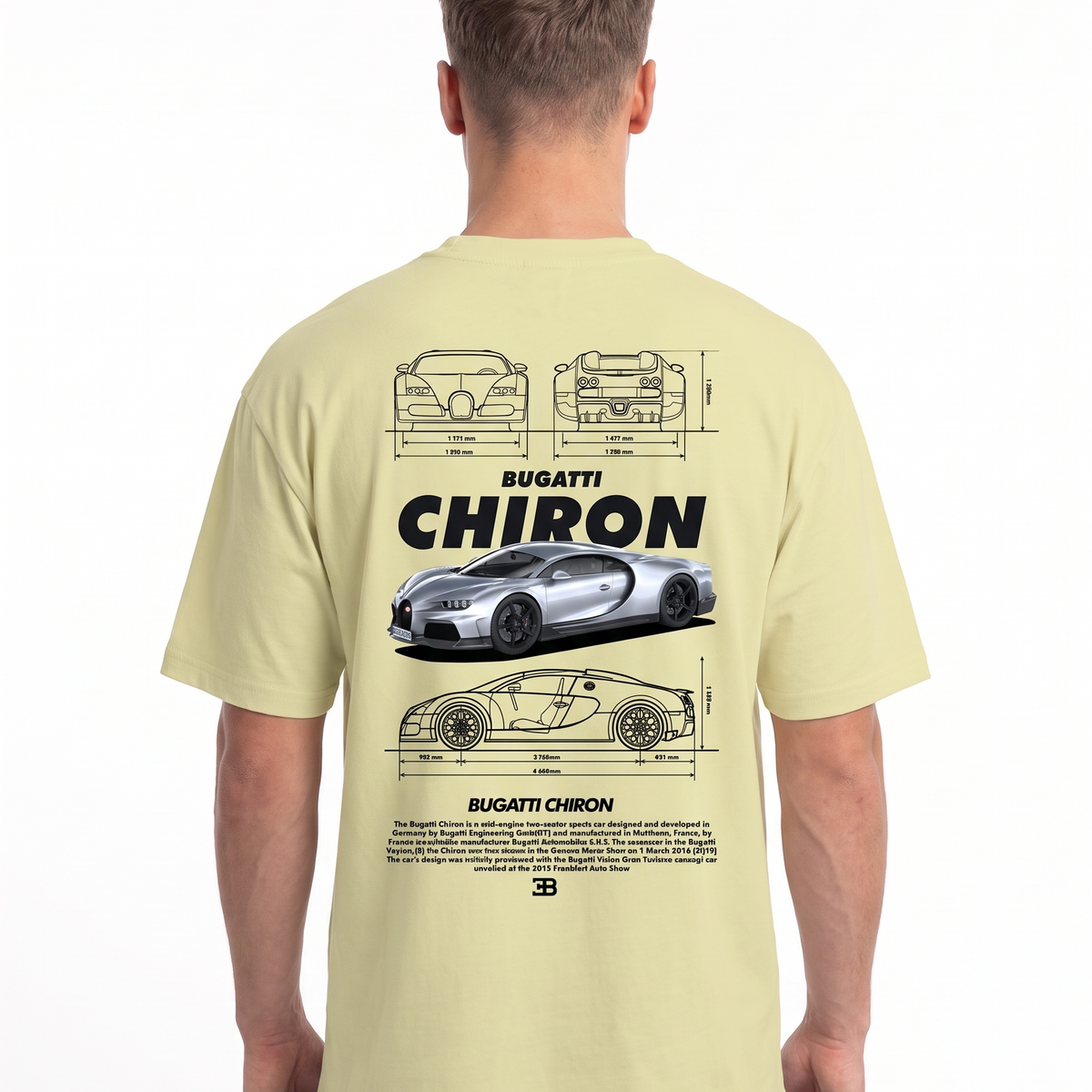 BUGATTI Chiron OVS Tee Soft Yellow - model back print