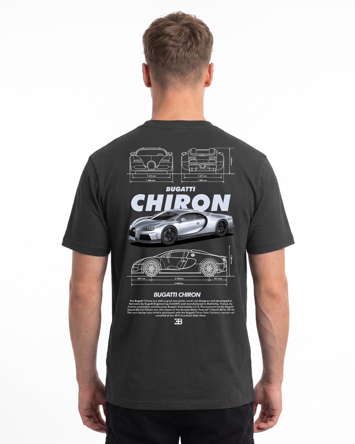 BUGATTI Chiron Std Tee Black - model back print
