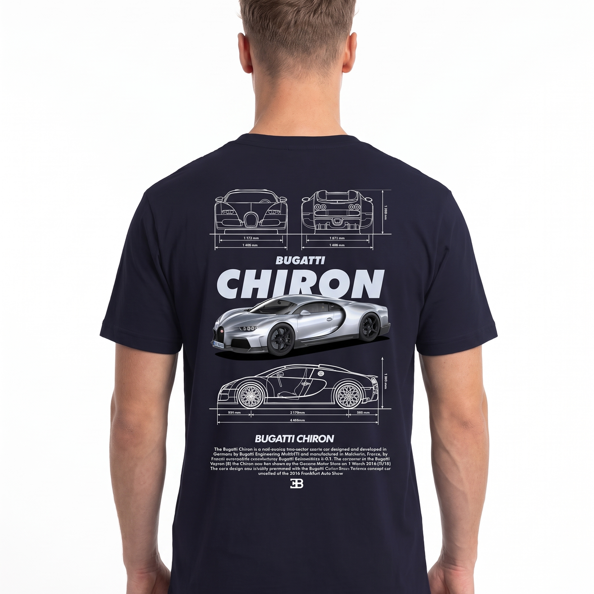 BUGATTI Chiron Std Tee French Navy - model back print