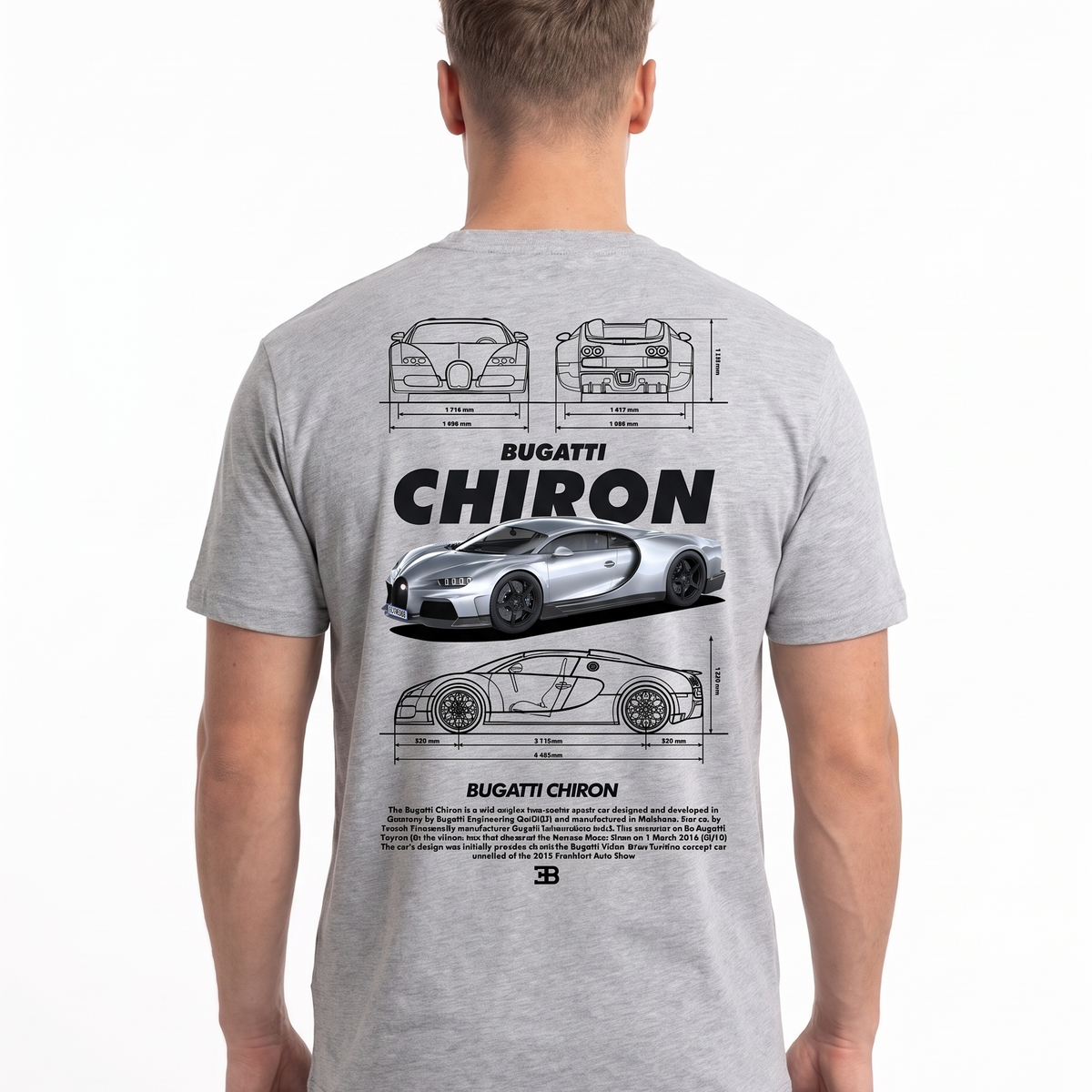 BUGATTI Chiron Std Tee Heather Grey - model back print
