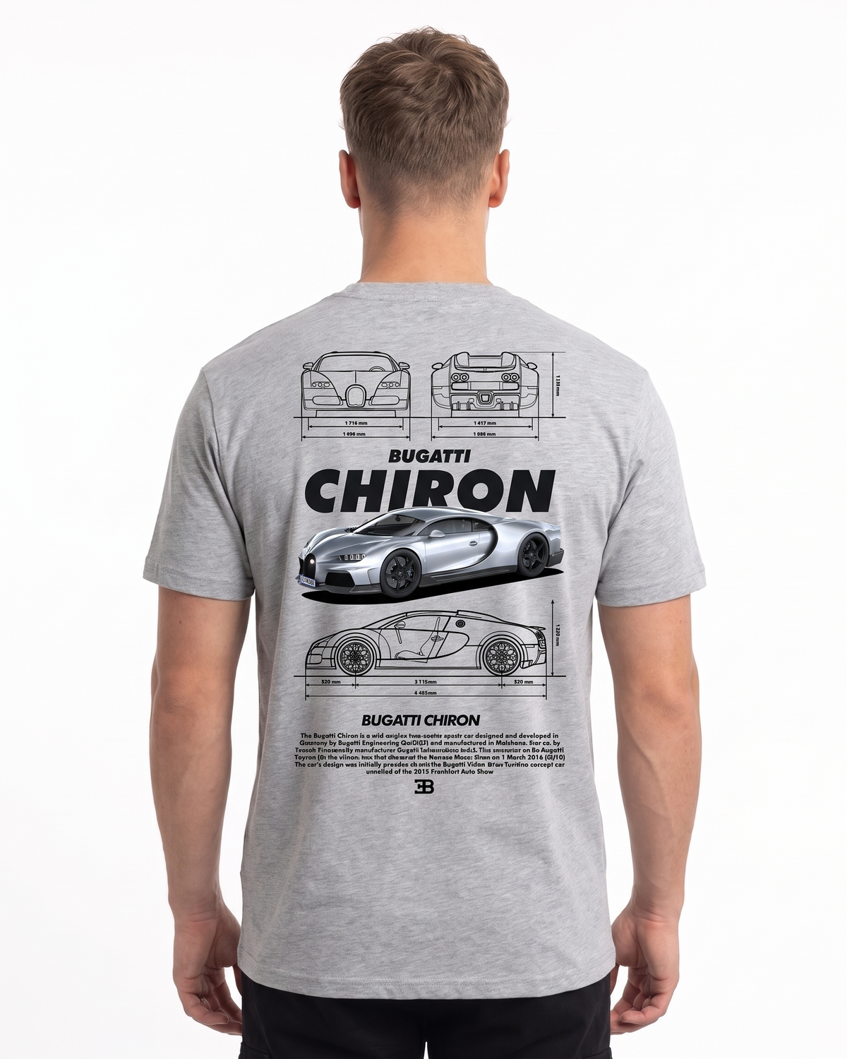 BUGATTI Chiron Std Tee Heather Grey - model back print