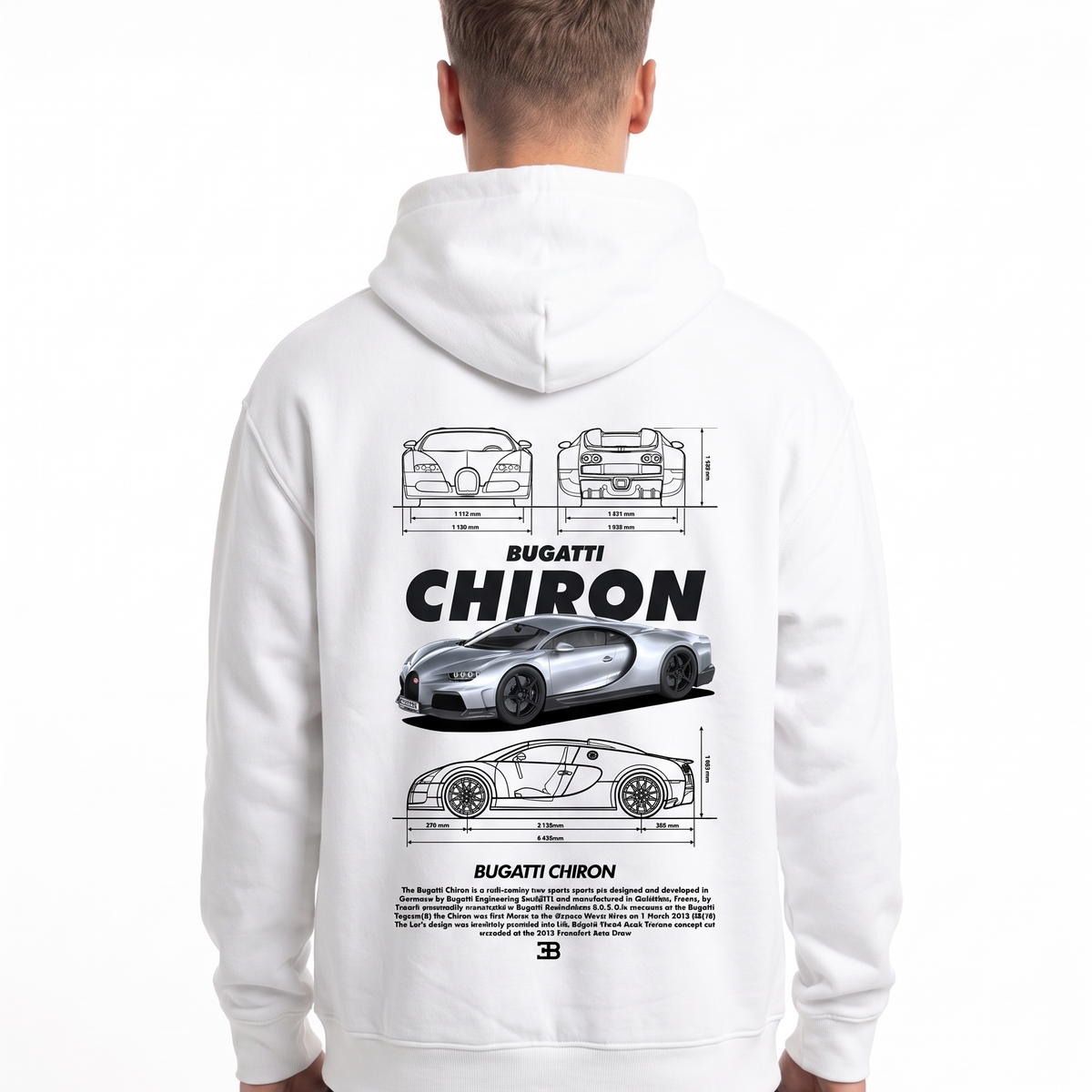 BUGATTI Chiron Super Sport Oversized Hoodie White – Rückseite