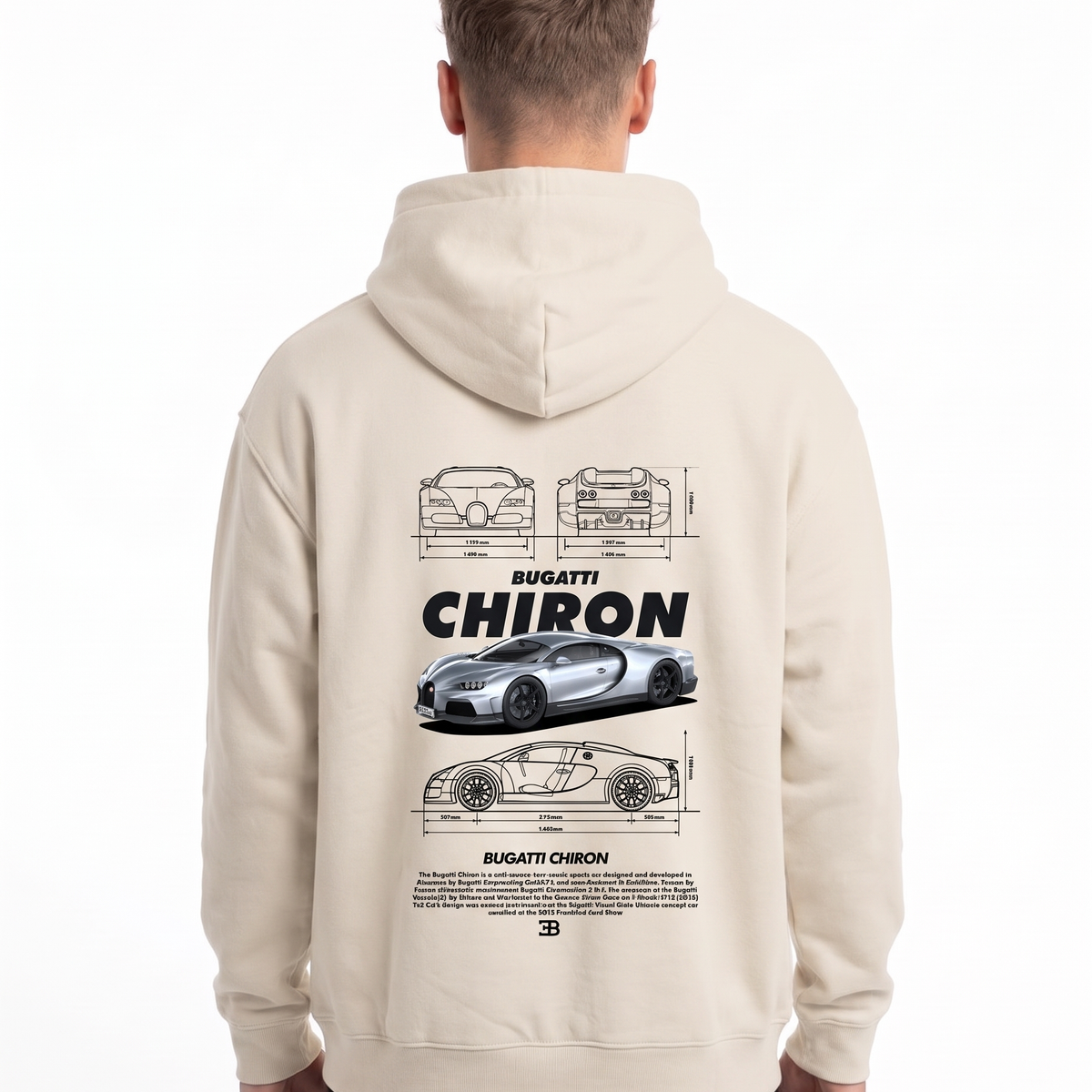 BUGATTI Chiron Super Sport Oversized Hoodie White Sand – Rückseite