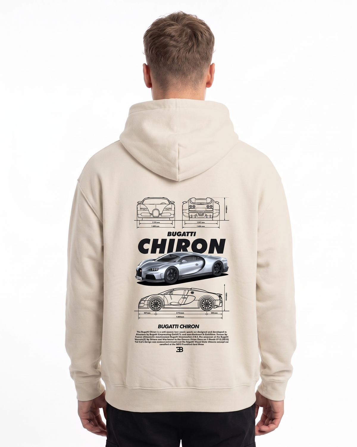BUGATTI Chiron Super Sport Oversized Hoodie White Sand – Rückseite