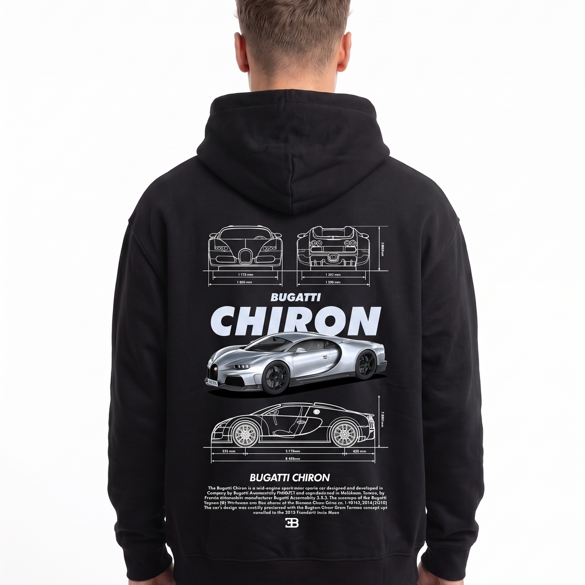 BUGATTI Chiron Super Sport Oversized Hoodie Black – Rückseite