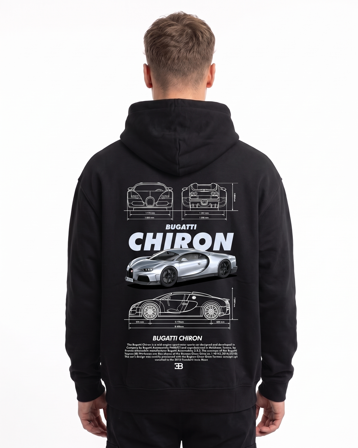BUGATTI Chiron Super Sport Oversized Hoodie Black – Rückseite