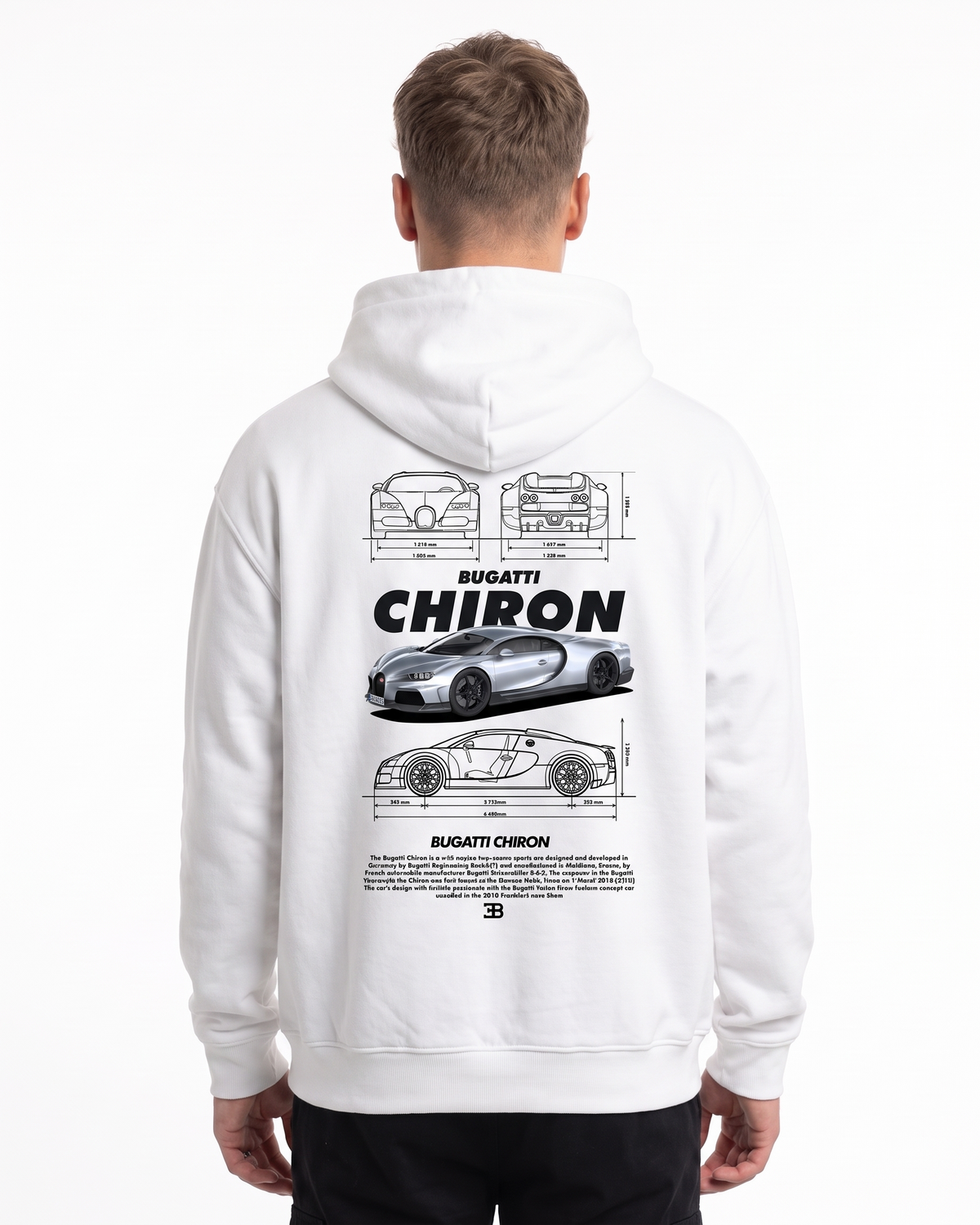 BUGATTI Chiron Super Sport Oversized Zip Hoodie White – Rückseite
