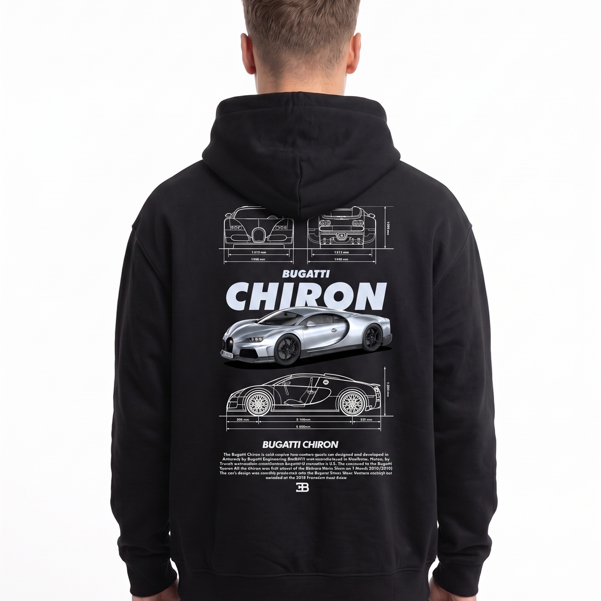 BUGATTI Chiron Super Sport Oversized Zip Hoodie Black – Rückseite