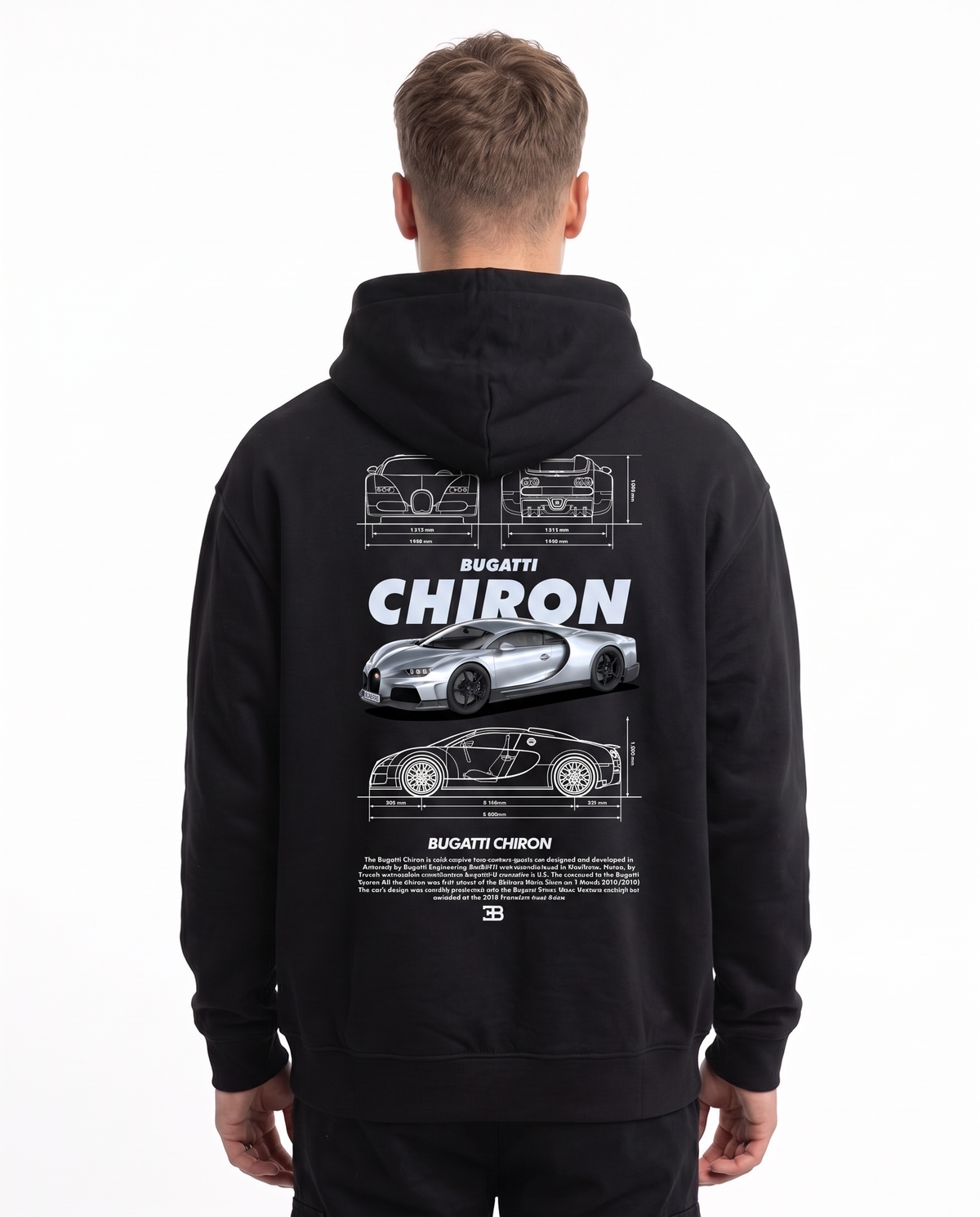 BUGATTI Chiron Super Sport Oversized Zip Hoodie Black – Rückseite