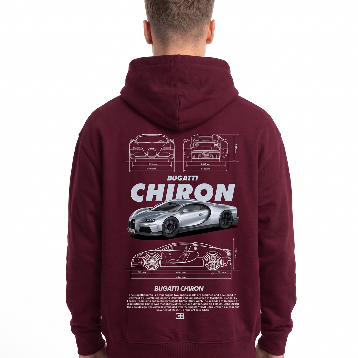 BUGATTI Chiron Super Sport Hoodie Burgundy – Rückseite