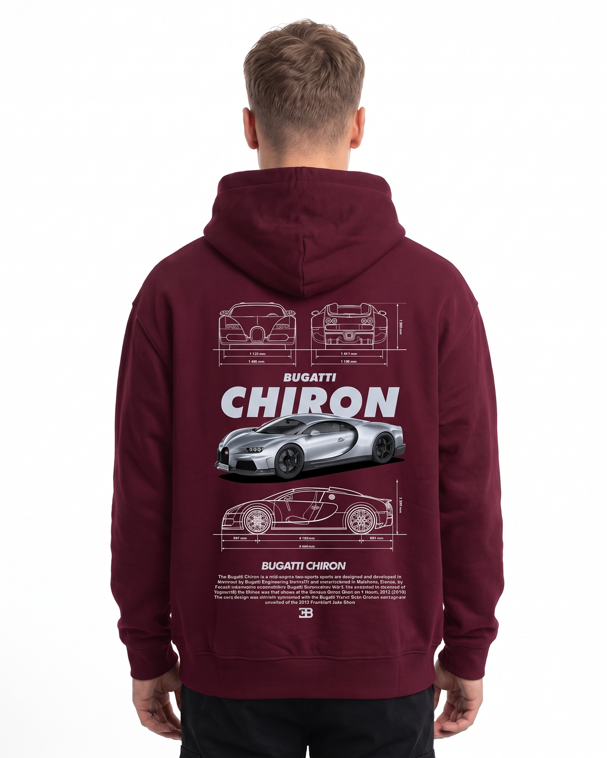 BUGATTI Chiron Super Sport Hoodie Burgundy – Rückseite