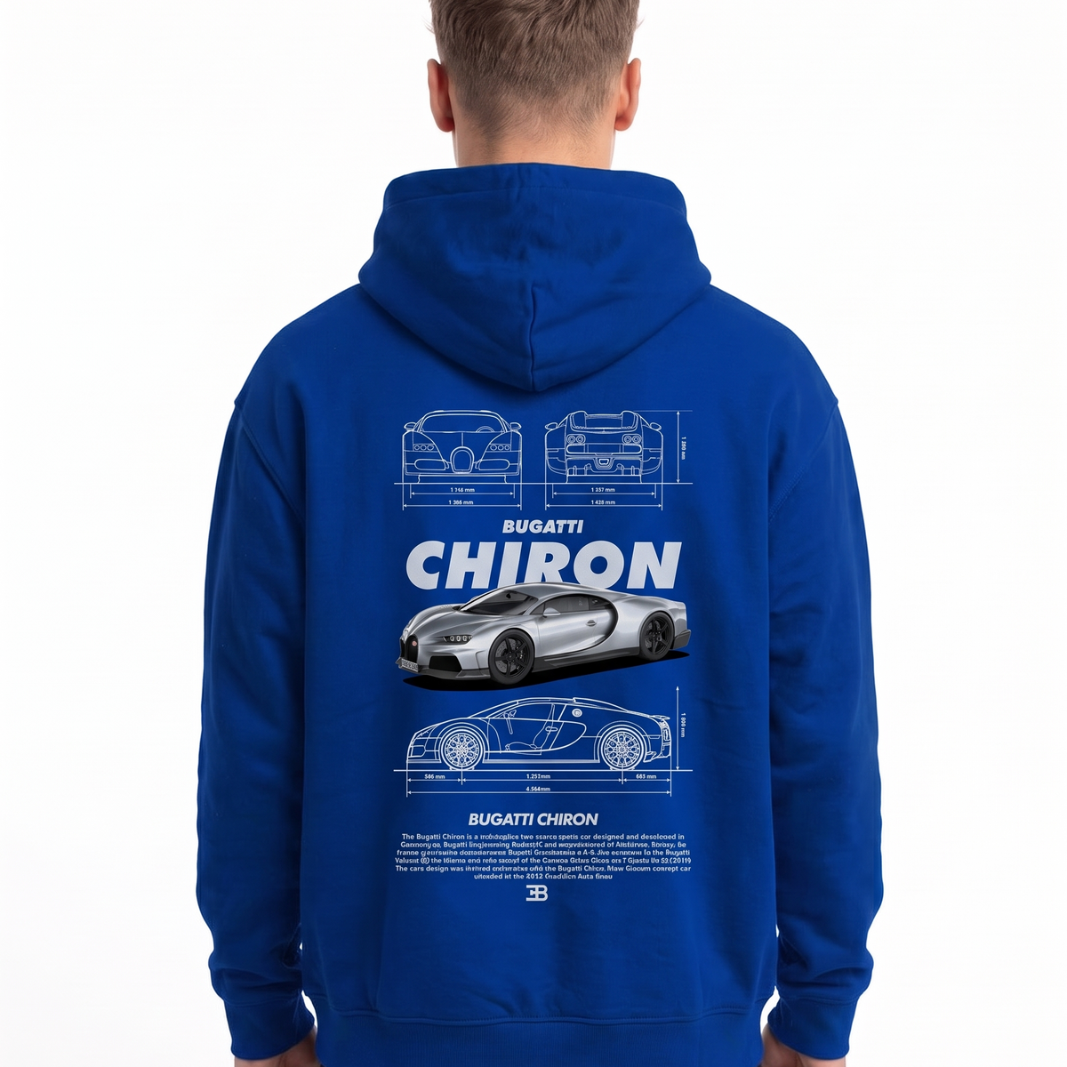 BUGATTI Chiron Super Sport Hoodie Royal Blue – Rückseite