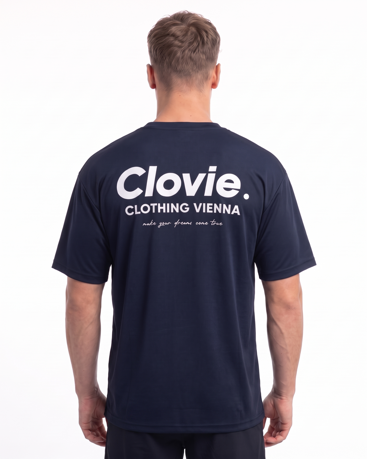 Sport Tee Navy - model back print