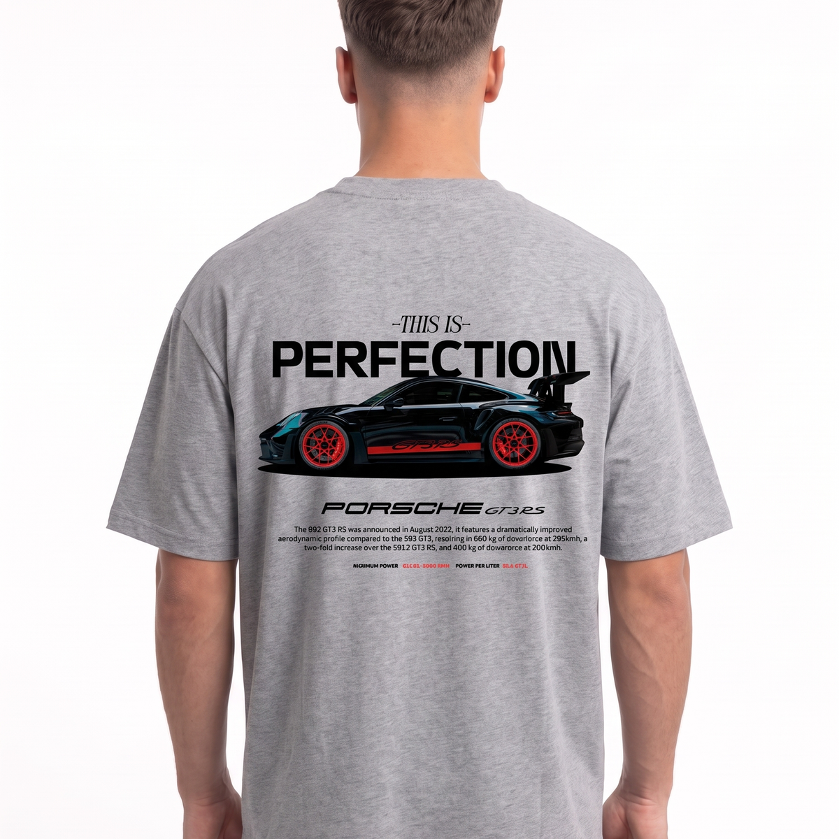 Porsche GT3 RS Oversized Tee Grey – Rückseite