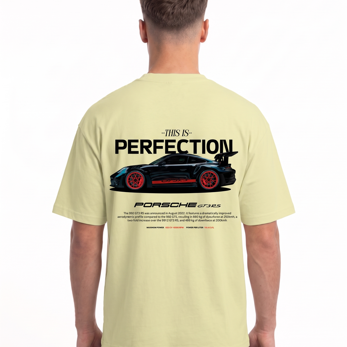 Porsche GT3 RS Oversized Tee Soft Yellow – Rückseite