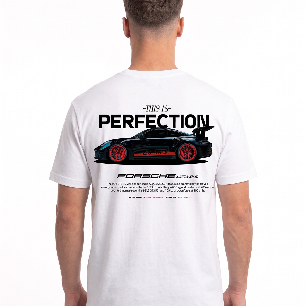 Porsche GT3 RS Standard Tee White – Rückseite