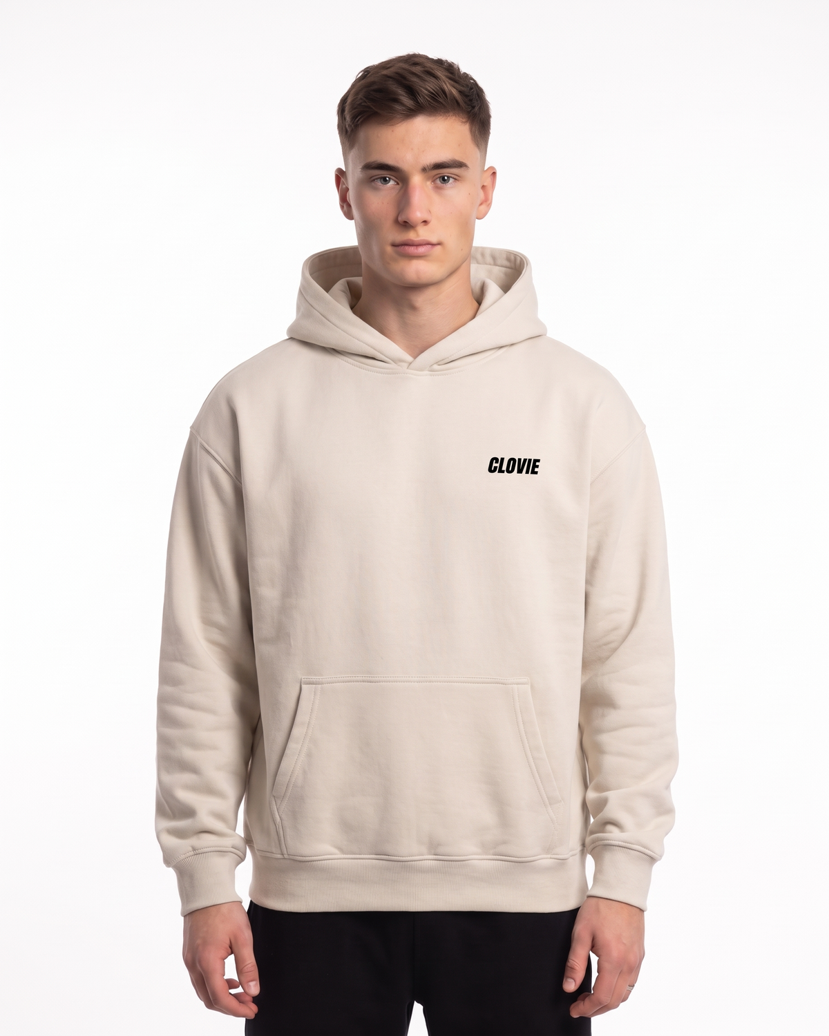Porsche GT3 RS Oversized Hoodie White Sand – Vorderseite