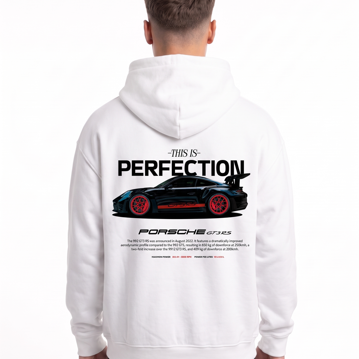 Porsche GT3 RS Oversized Zip Hoodie White – Rückseite