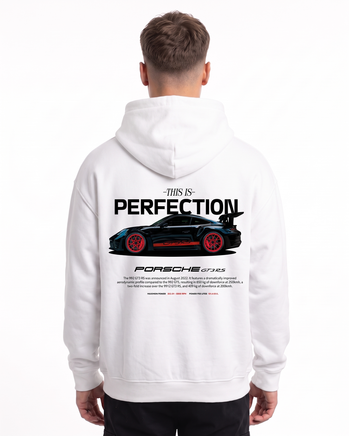 Porsche GT3 RS Oversized Zip Hoodie White – Rückseite