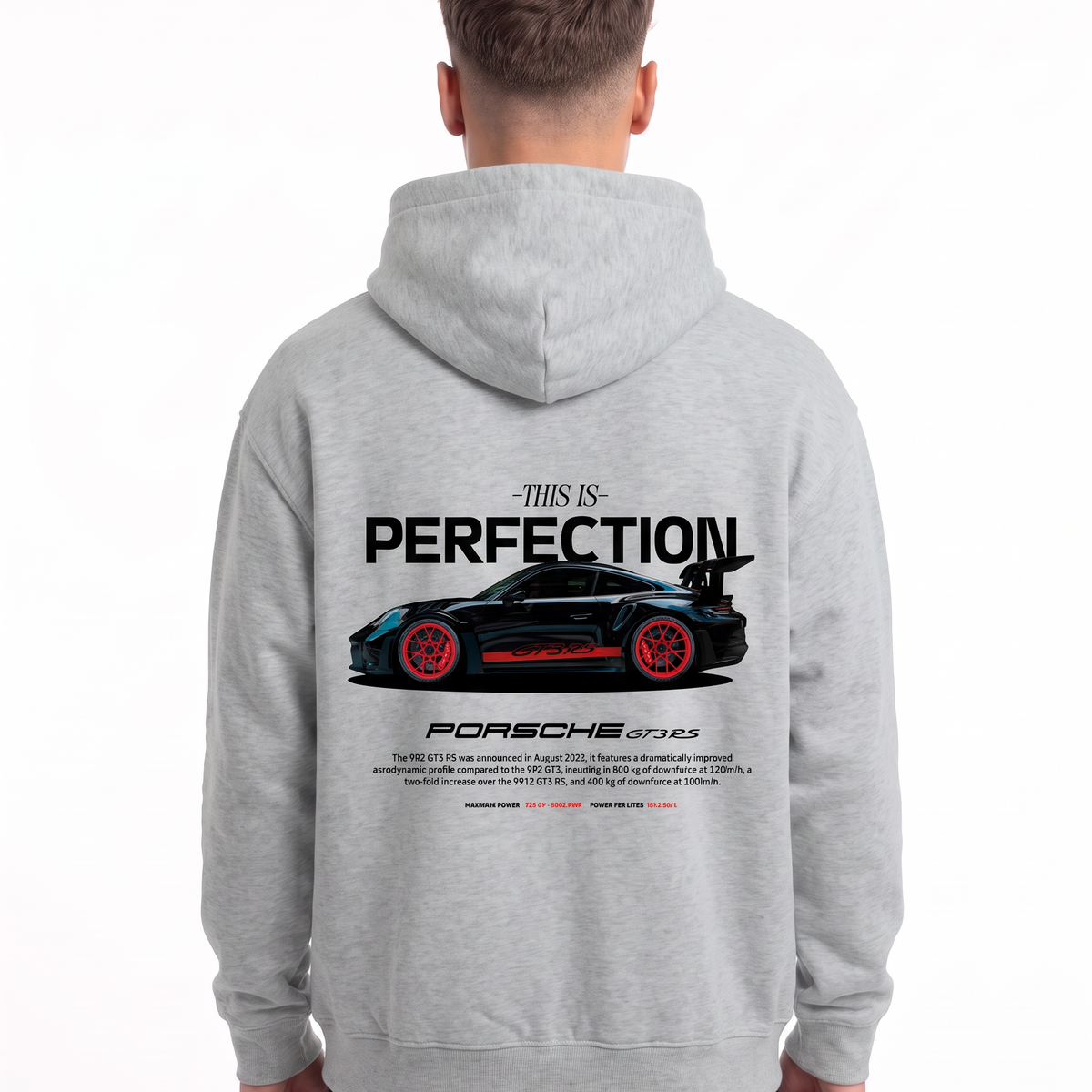 Porsche GT3 RS Oversized Zip Hoodie Light Asphalt – Rückseite