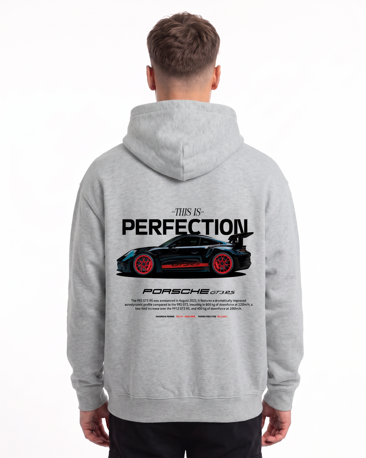 Porsche GT3 RS Oversized Zip Hoodie Light Asphalt – Rückseite