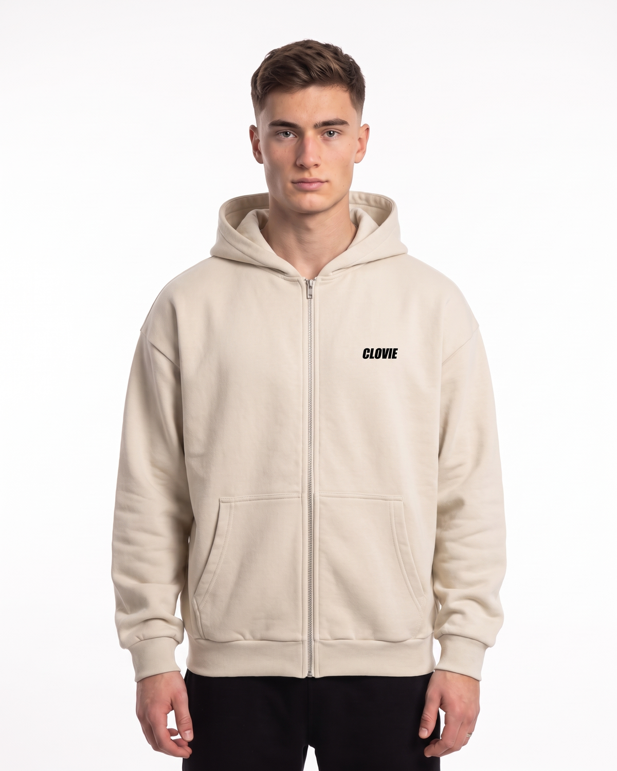Porsche GT3 RS Oversized Zip Hoodie White Sand – Vorderseite