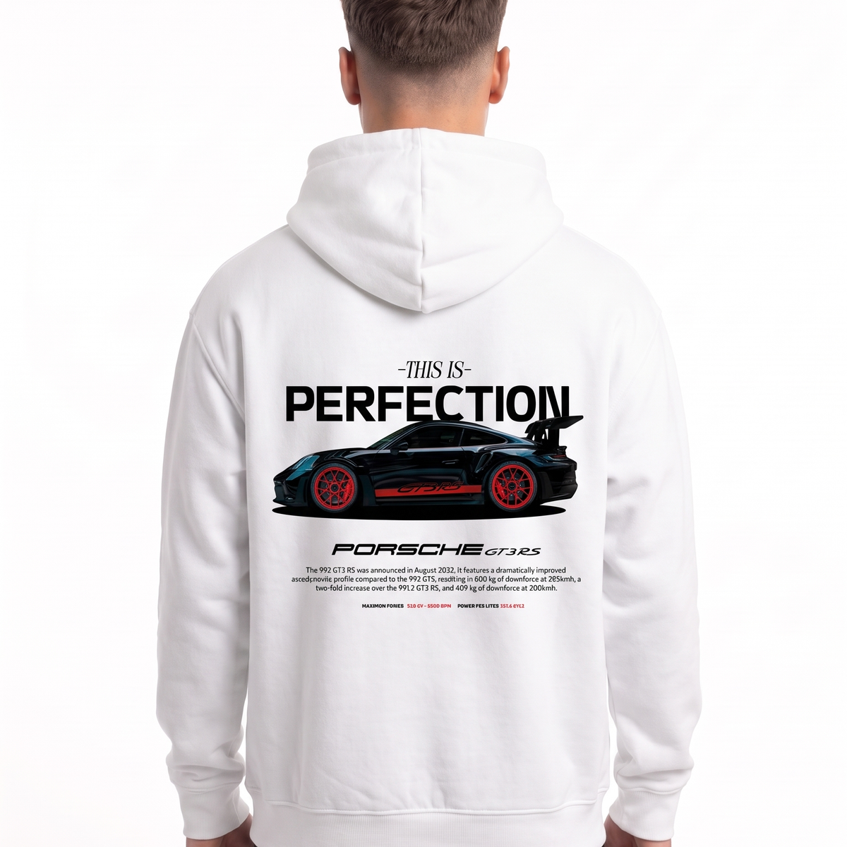 Porsche GT3 RS Hoodie Arctic White – Rückseite