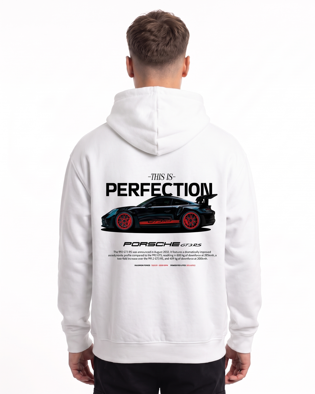 Porsche GT3 RS Hoodie Arctic White – Rückseite