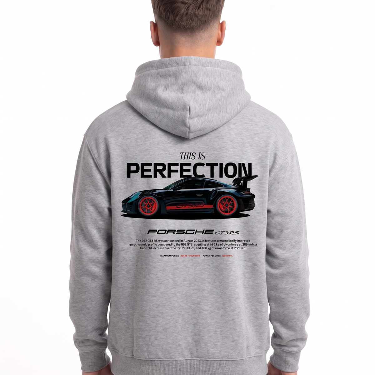 Porsche GT3 RS Hoodie Heather Grey – Rückseite