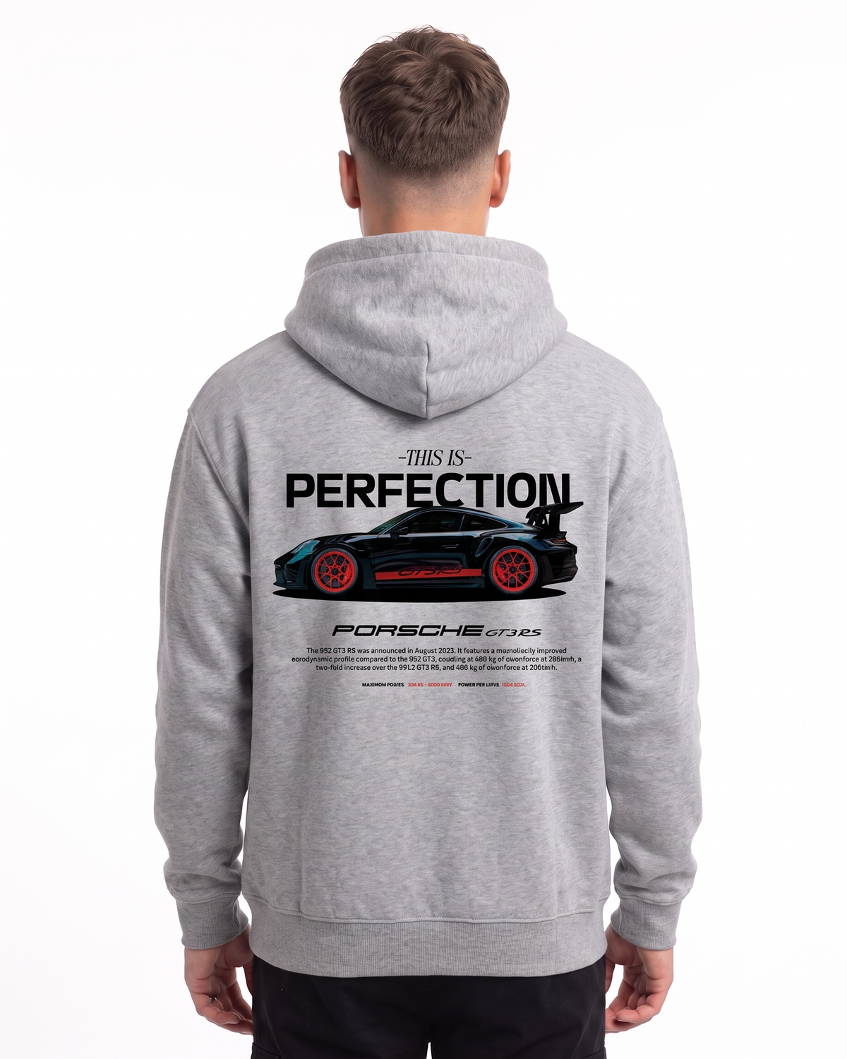 Porsche GT3 RS Hoodie Heather Grey – Rückseite