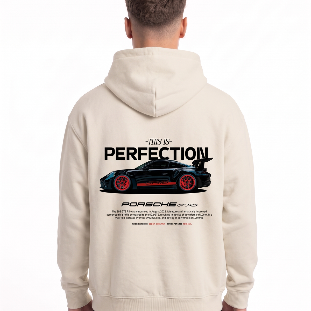Porsche GT3 RS Oversized Zip Hoodie White Sand – Rückseite